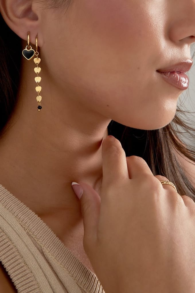 Oorbellen lover of life - zwart goud
