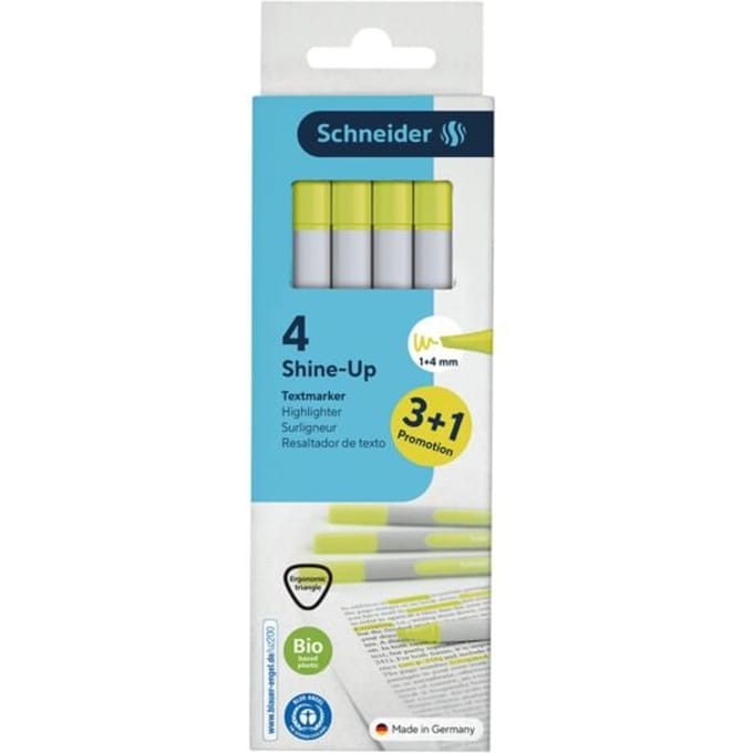 Schneider Markeerstift Shine-Up - etui geel 3+1 gratis - S-112074