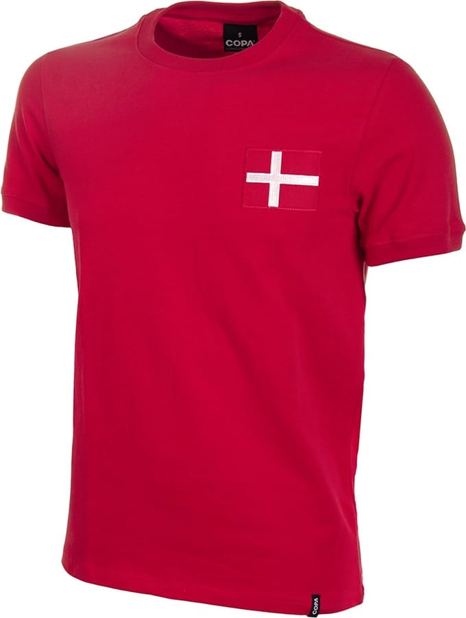 COPA - Denemarken 1970's Retro Voetbalshirt - Heren - Rood - XS