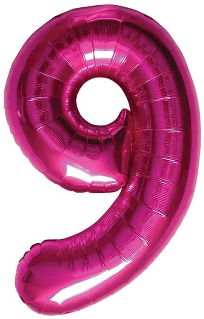 Folat - Folieballon Cijfer 9 Magenta - 86 cm