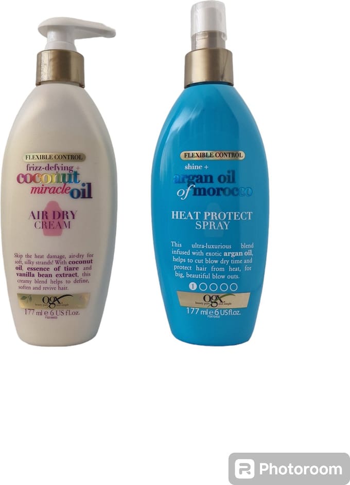 OGX Duo Heat Protect Spray 177ml + Air Dry Cream 177ml