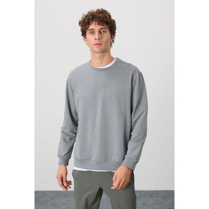 Heren Effen Rundhals Sweatshirt