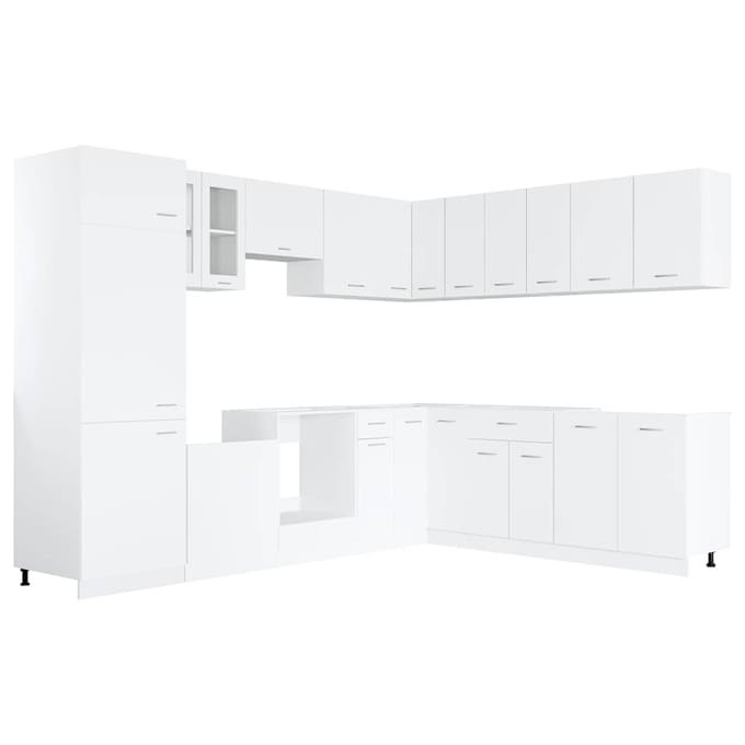 vidaXL - 14-delige - Keukenkastenset - Lyon - bewerkt - hout - wit