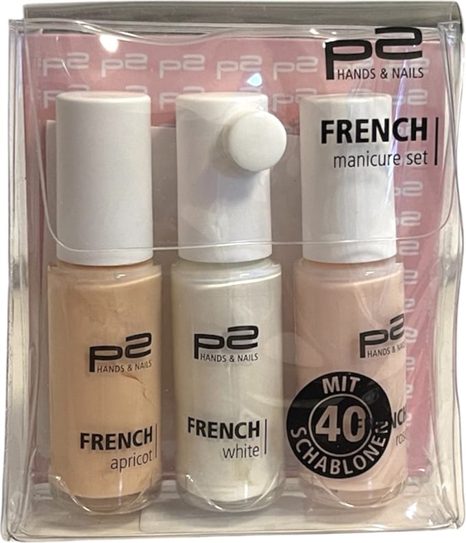 P2 EU cosmetics French Manicure set Apricot white rosé 3x 7ml