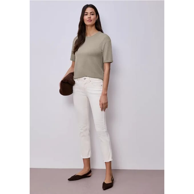 Shirt met ronde hals in gebreide look