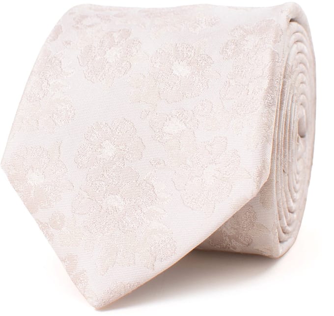 TRESANTI | GUERRINO | Silk tie with botanical flowers | Ivoor wit