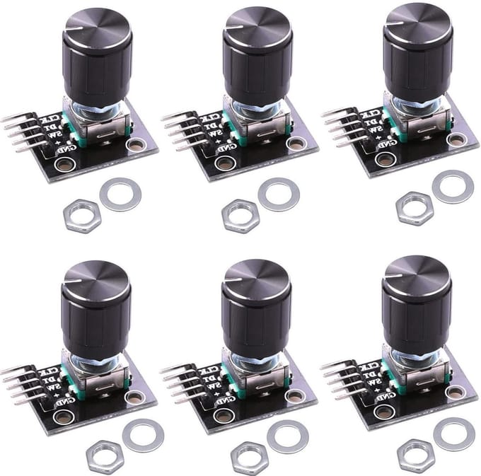 6 x KY-040 Draaicodeerder Module voor Arduino - Rotatie Sensor, Encoder, Elektronica Accessoire