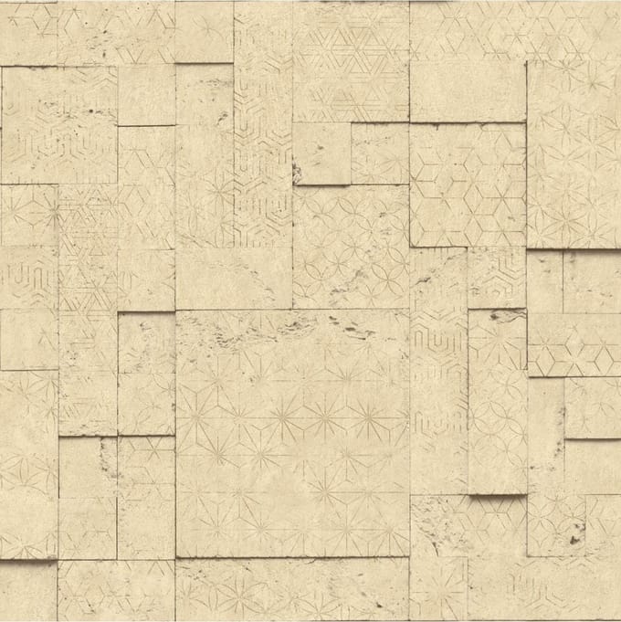 Horizons tegels/dessin beige (tegels vliesbehang, beige)