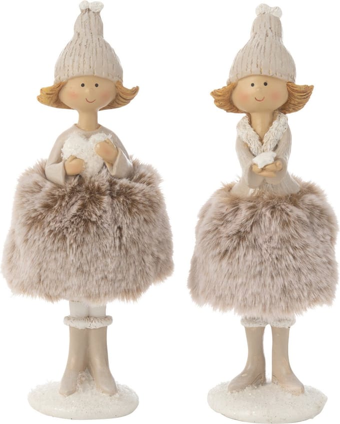 J-Line figuur engel hart + ster bont rok - polyresin - mix - small - 2 stuks