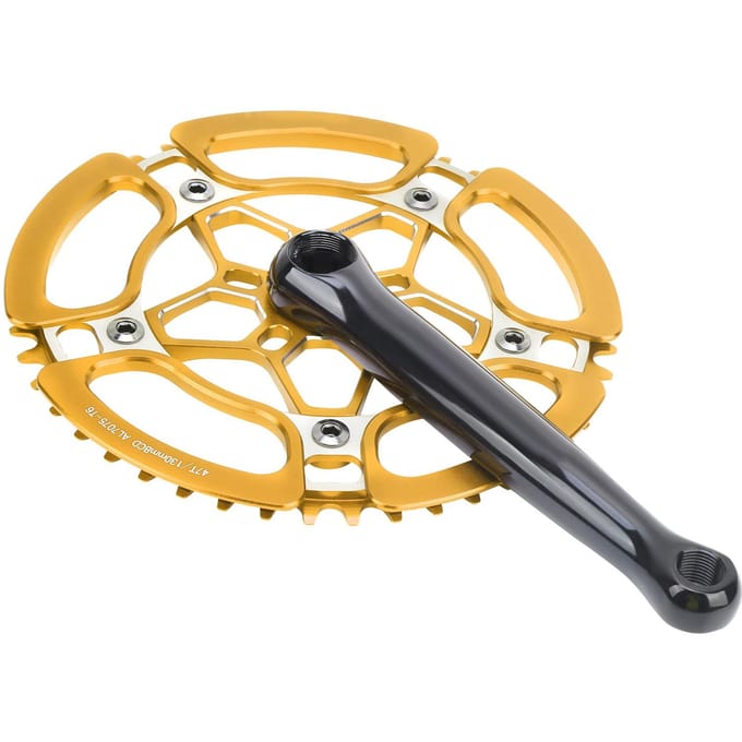 BCD130mm Fiets Crankstel Crankarm Aluminiumlegering 47T Single Speed Tandwiel Accessoire Gouden goud