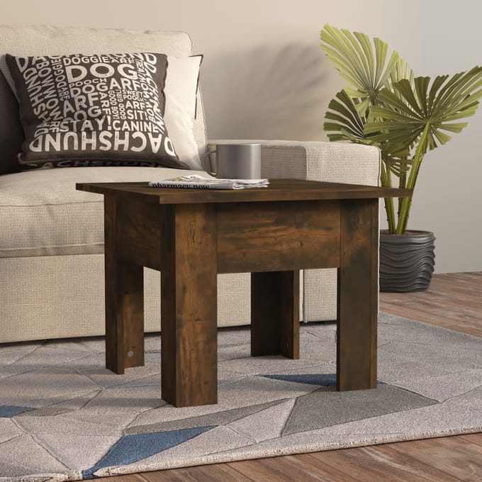vidaXL - Salontafel - 55x55x42 - cm - bewerkt - hout - gerookt - eikenkleur