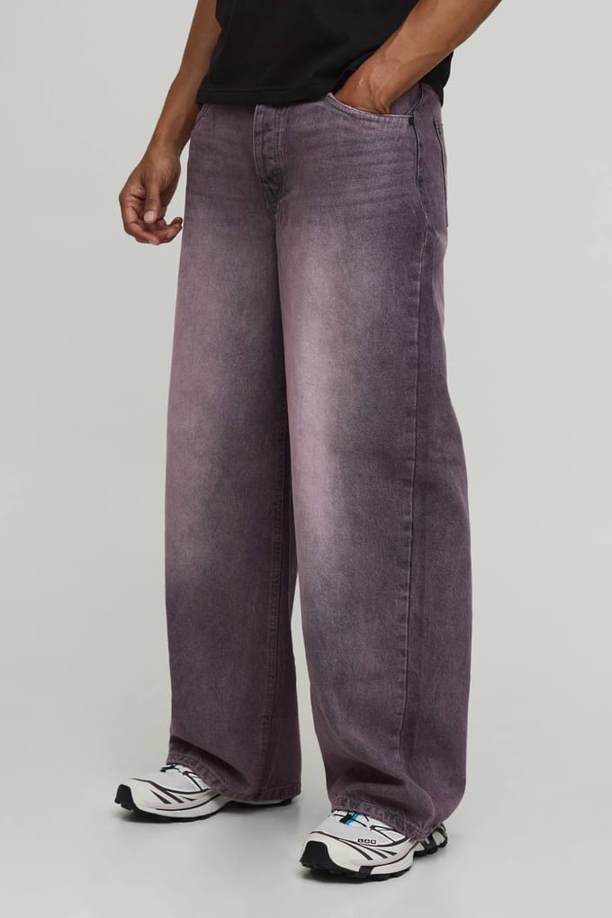 Baggy Getinte Jeans | Pink | Size 30