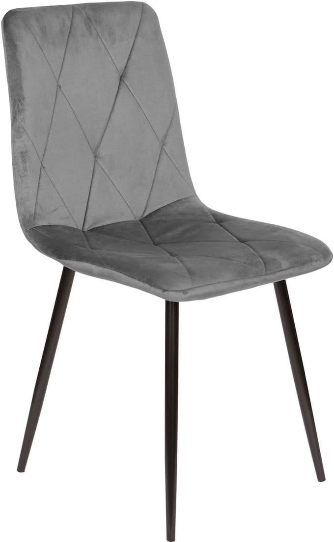 AZ Home-Set van 4 Naomi Eetkamerstoel-Grijs-Fluweel-Industrieel