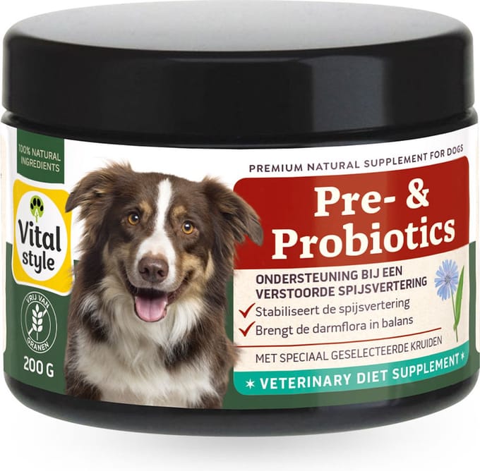 VITALstyle Pre- & Probiotics - Honden Supplementen - Darmflora In Balans - Met Prebiotica & Probiotica - Poeder - 200 g
