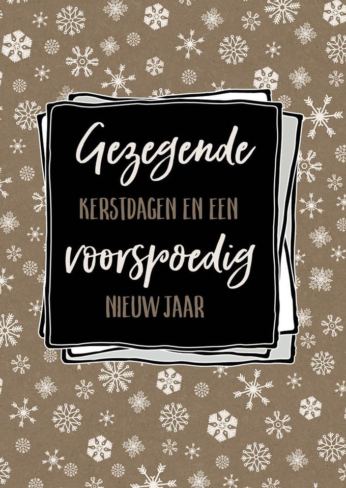 Kerstkaart 'Gezegende kerstdagen - sneeuwvlok'' 12 stuks met envelop