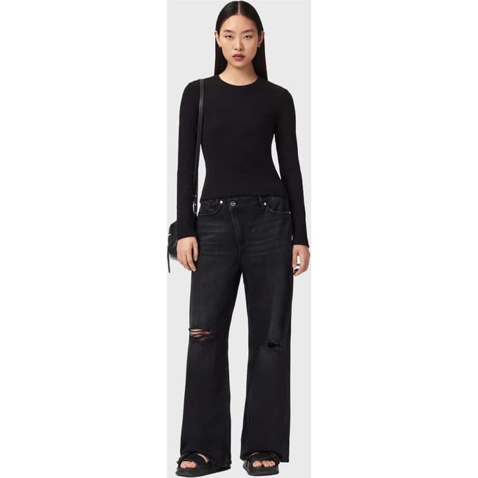 AllSaints Elena Ls Tee Black Taglia: XS | Maglie a manica lunga Outlet | Donna | Nero