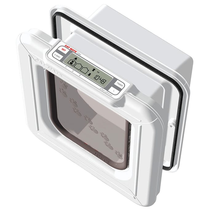 Cat Mate Elite Microchip Kattenluik met Timerbediening 26.5cm x 24.8cm - wit - 355W