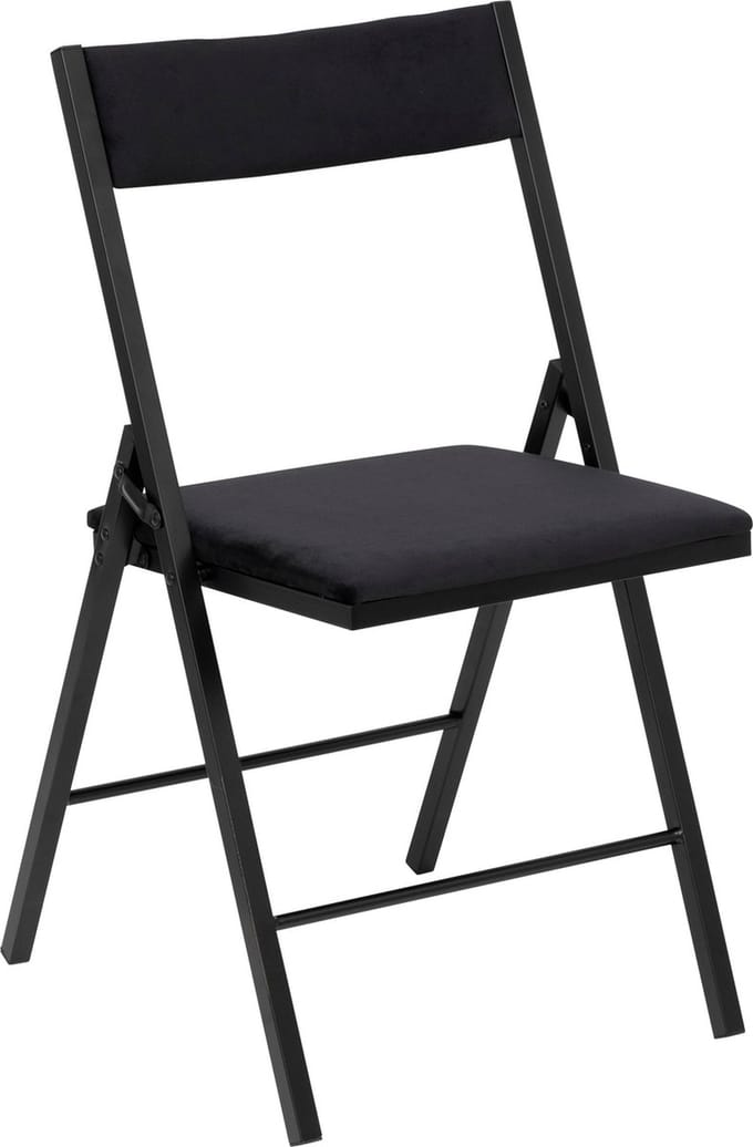 5Five Fluwelen Klapstoel/Vouwstoel - 47x43x79cm - Zwart