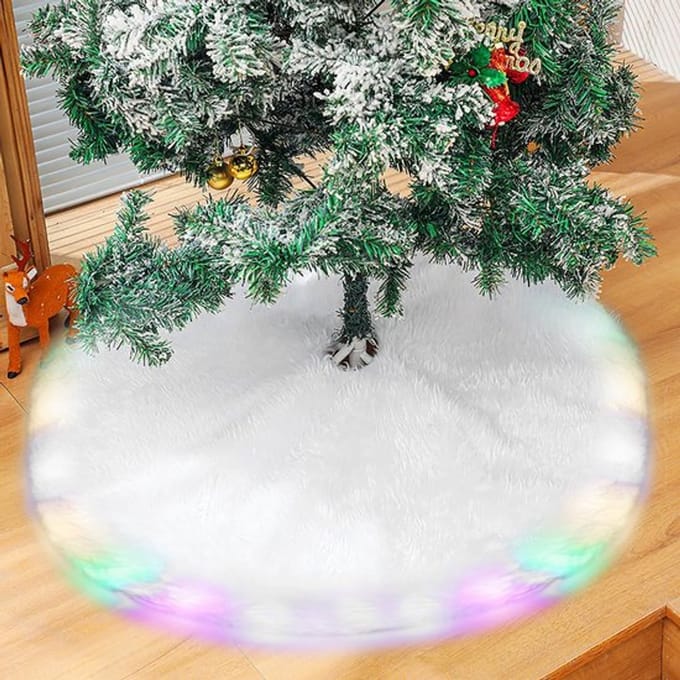 Dailygoody - Kerstboomdeken - Witte kerstboomrok - Ledlicht - 78 cm