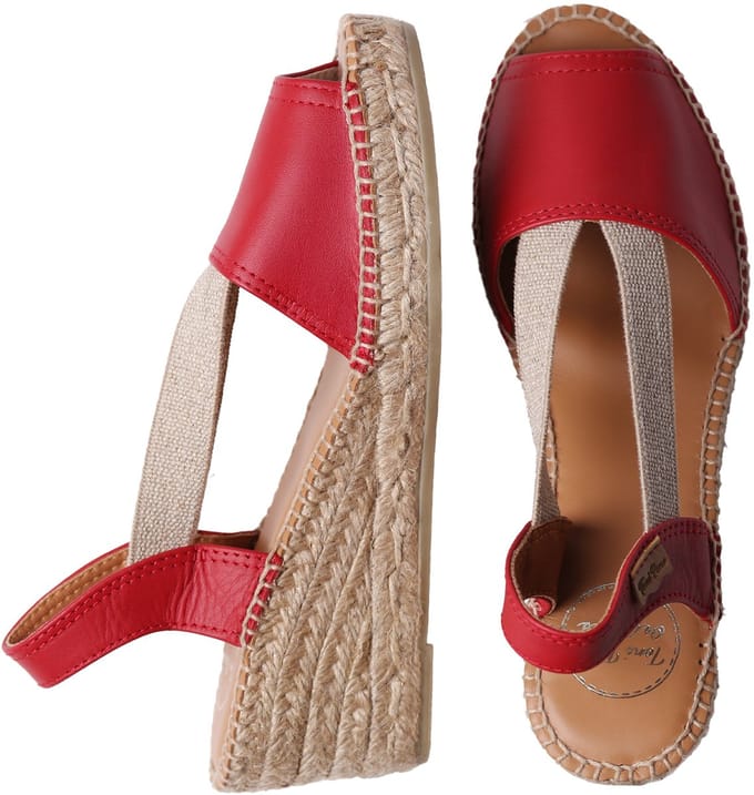 TEIDE-P | Leren espadrille met veiligheidssluiting en middelhoge sleehak - ROOD, 35