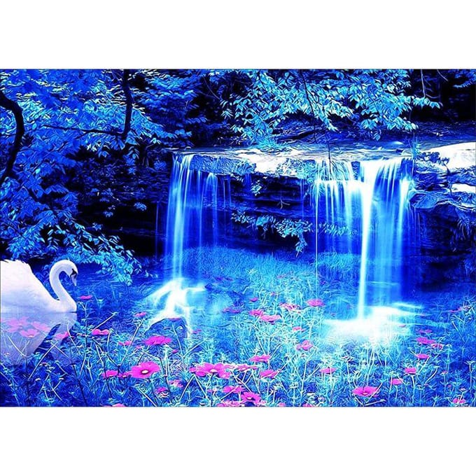 Bricolage 5D diamant peinture cascade diamant broderie point de croix 20X30CM blue