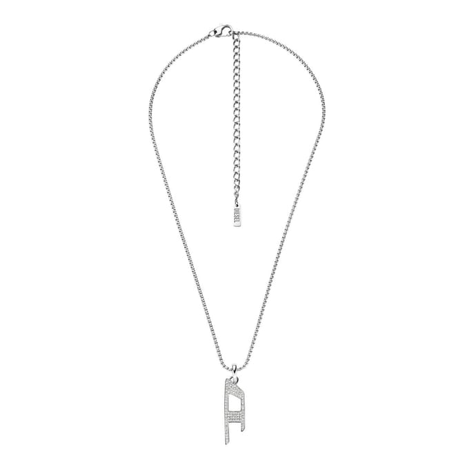 Diesel D LOGO Heren Collier - Zilverkleurig