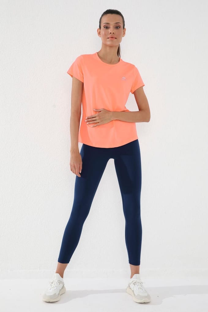 Dames Effen Korte Mouwen Rondhals T-Shirt