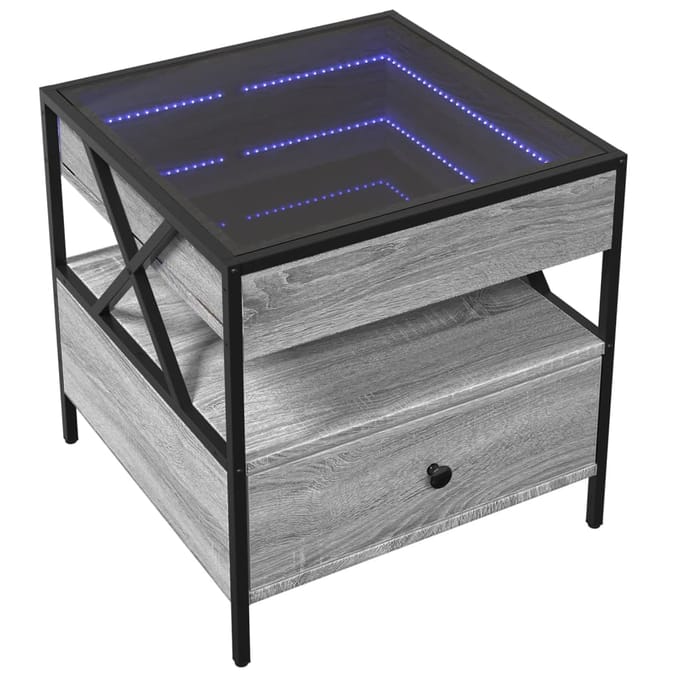 vidaXL - Salontafel - met - Infinity - LED - 50x50x51 - cm - grijs - sonoma - eikenkleur