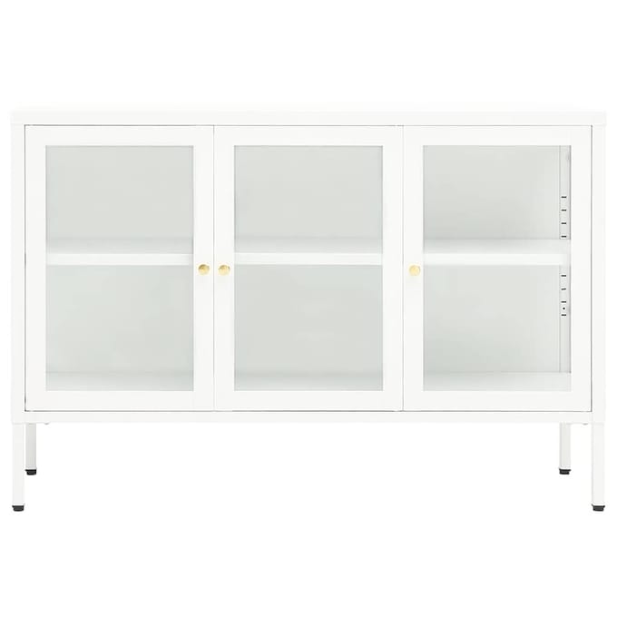 vidaXL - Dressoir - 105x35x70 - cm - staal - en - glas - wit
