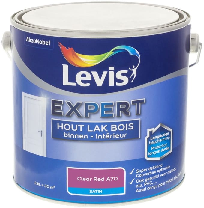 Levis - Expert Hout Lak Binnen Satin Mix - Clear Red A70 - Mengverf - 2,5 L