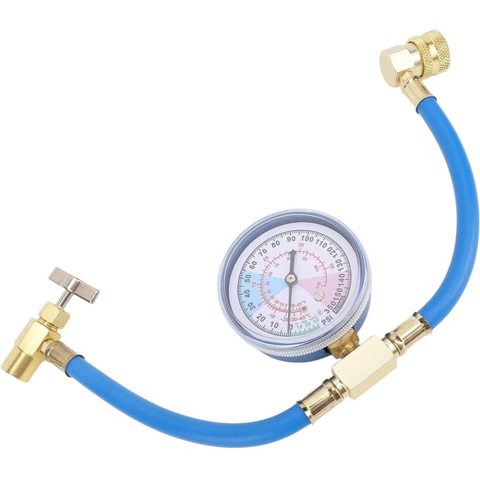 AC Koelmiddel Navulslang Kit met Manometer 1/2 inch Blikkraan Afgiftekraan R134A Snelkoppeling voor Auto AC Lucht white