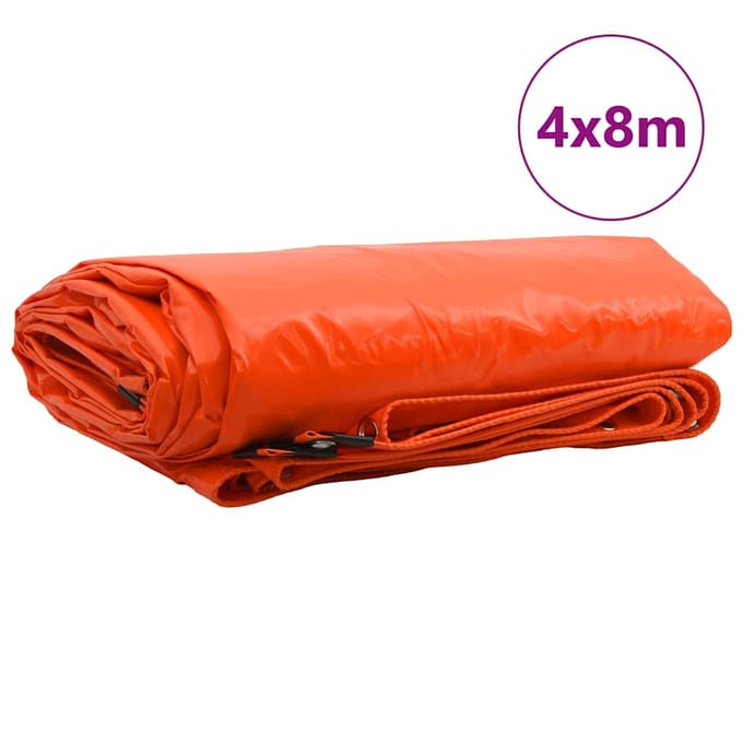 vidaXL - Zeil - 650g - / - m² - Oranje - 4 - x - 8 - m - Canvas - met - PVC-coating