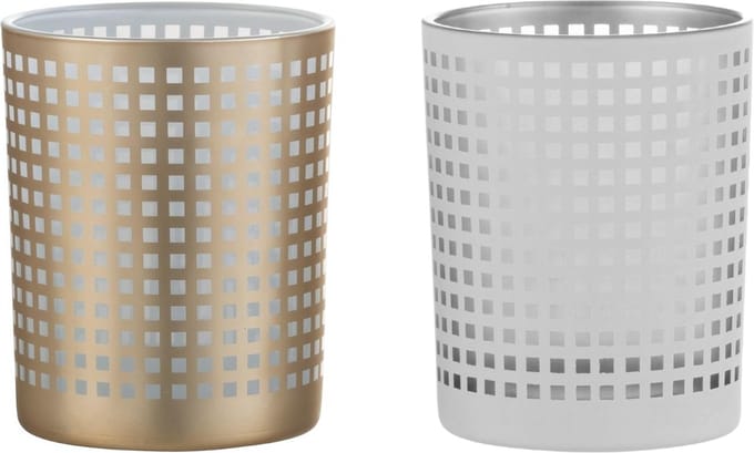 Theelichthouder Modern Glas Wit/Beige 2 st. - 12.5 cm