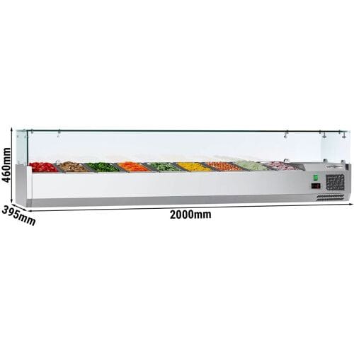 GGM Gastro Kühlaufsatzvitrine ECO - 2000x395mm - 9x GN 1/3 Zilver