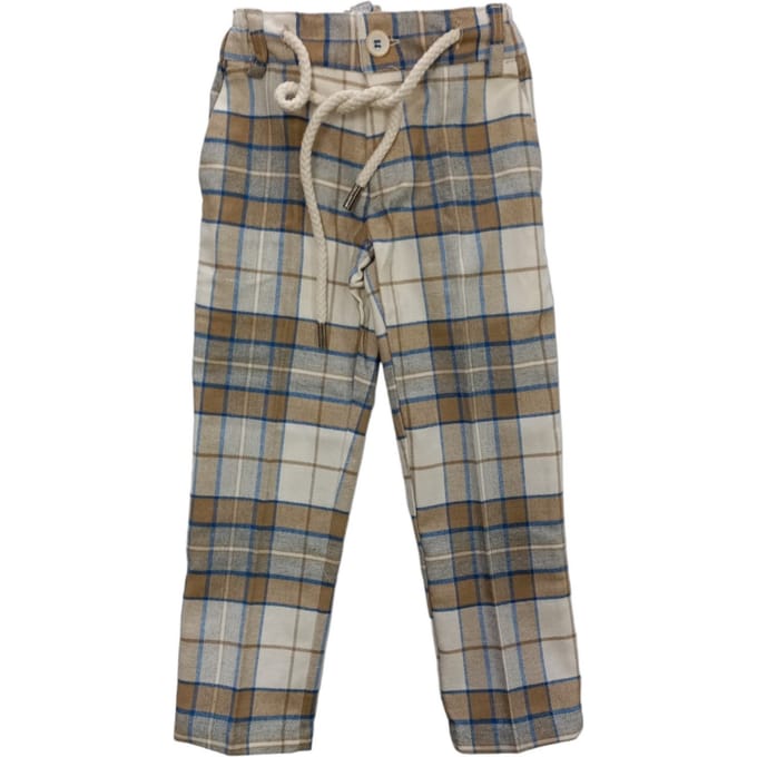 Emanuel Pris - Pantalone Panna/beige/Blue Square EPT6153B