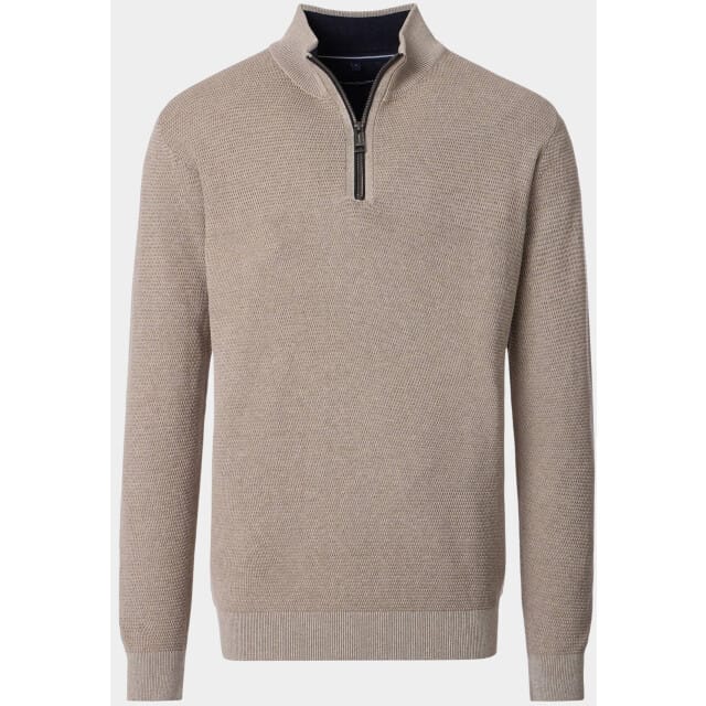 Casa Moda - Half zip trui - Heren - XL - Beige - Katoen - 454479000
