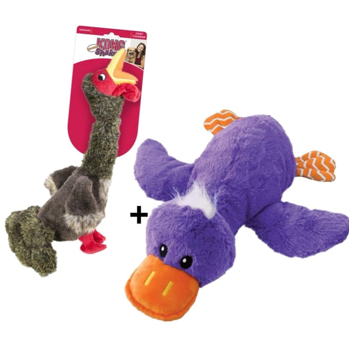 Combideal: Kong Shakers Honkers Kalkoen + Eend 40 cm Pluche Speelgoed