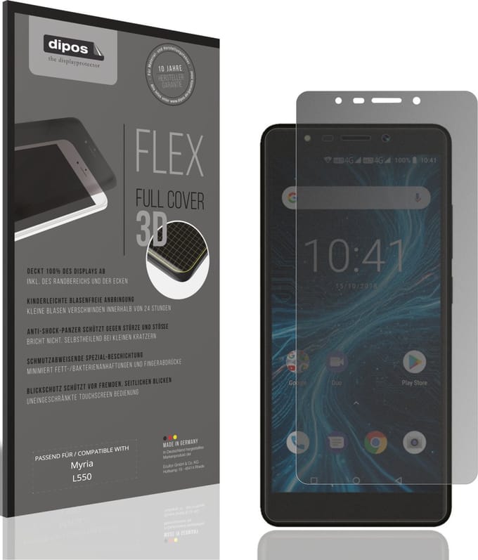 dipos FLEX – Matte Privacy Screenprotector geschikt voor Myria L550 | Volledige Schermbescherming | Case-Friendly