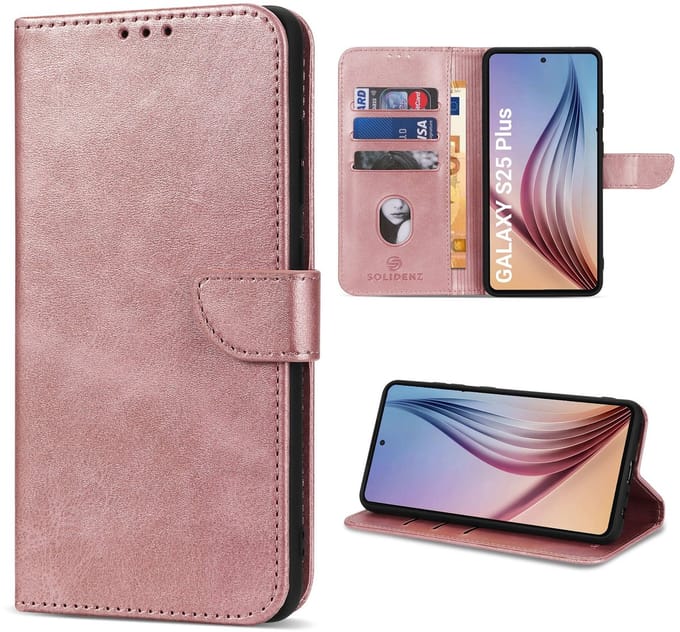 Solidenz hoesje - Geschikt voor Samsung Galaxy S25 Plus - Bookcase - Roségoud