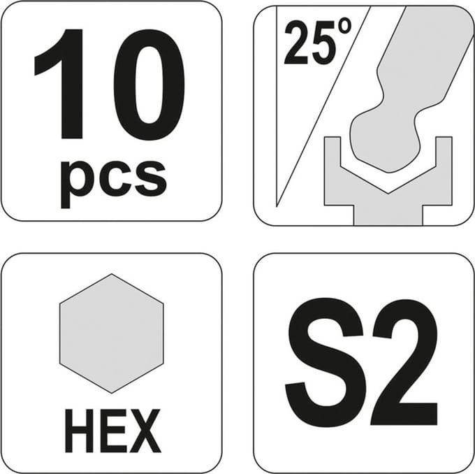 Yato - Gecoate Hex Sleutelset - 10-delig - S2 Staal - Antislip