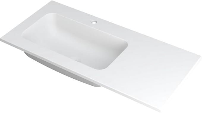 INK Faktor Wastafel Polystone Links met 1 Kraangat - 1000x450x15 mm - Mat Wit
