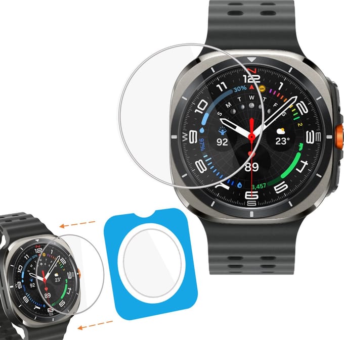Screenprotector Geschikt voor Samsung Galaxy Watch Ultra - Gehard Glas Screenprotector - Installatie Tool