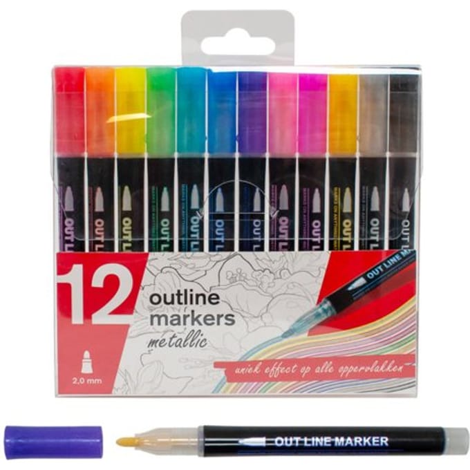 Crea4pro's – Outline Markers – Metallic – 2mm – 12 Stuks
