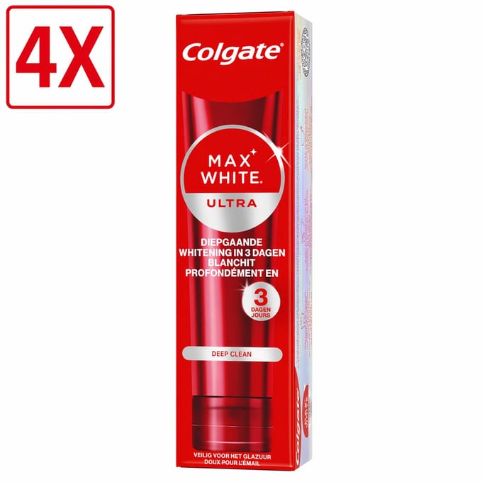 4 x Colgate Max White Ultra Deep Clean Whitening Tandpasta 75ml