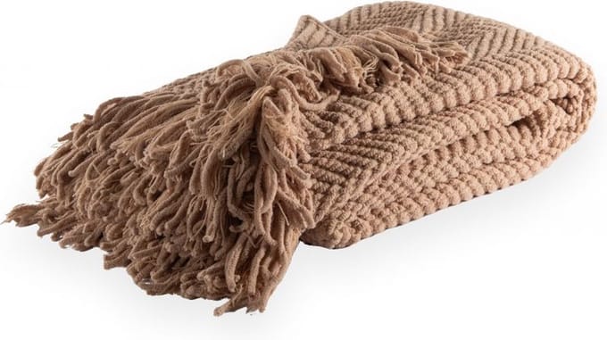Tiseco - Deken RENEE - warm gebreide structuurplaid - 150x200 cm, Zand