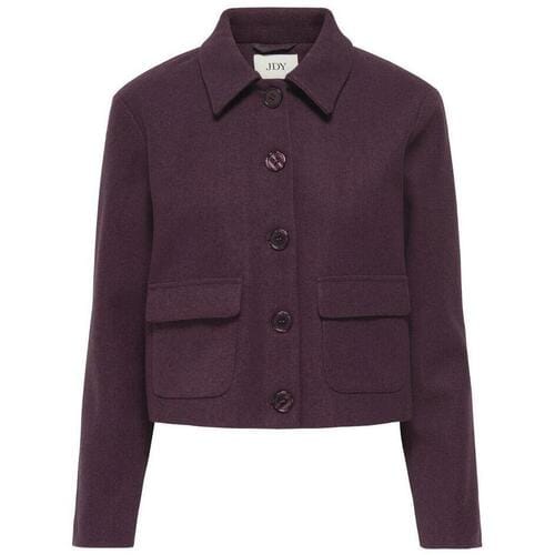 Jacqueline de Yong bordeaux dames jas   Punt kraag   Regular fit   Klepzakken   Gemeleerd patroon   Knoopsluiting   Lange mouw Bordeaux S