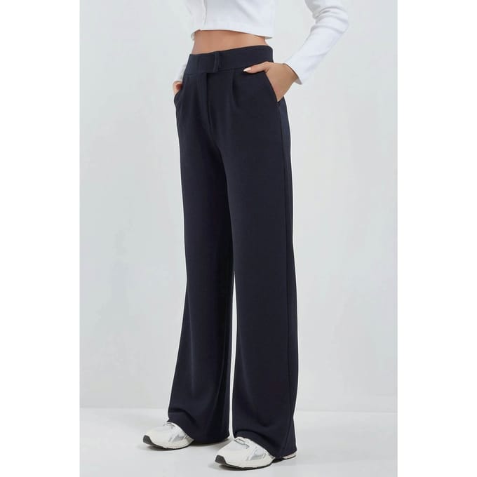 Hoge Taille Elastische Crepe Palazzo Broek