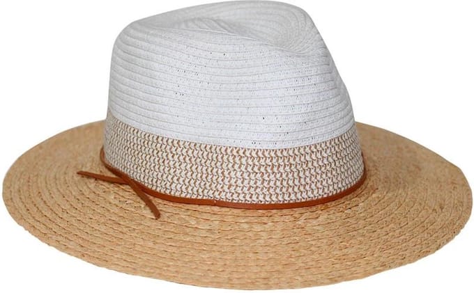 Tina Fedora – Strohoed Dames UV Werend Raffia - Maat: M-L: 58 cm - Naturel