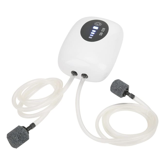 Zuurstofpomp met USB-kabel Oplaadbare Draagbare Stille Luchtpomp voor Aquarium Buitenvissen Dubbel black