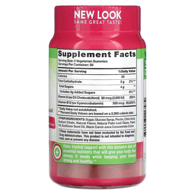Nature's Truth, Revitalisant D3 + B12, Saveur Fraise, 60 Gommes Végétariennes